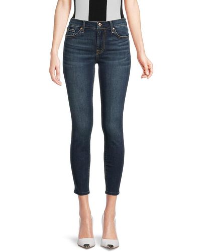 7 For All Mankind Skinny Low Rise Cropped Skinny Jeans - Blue