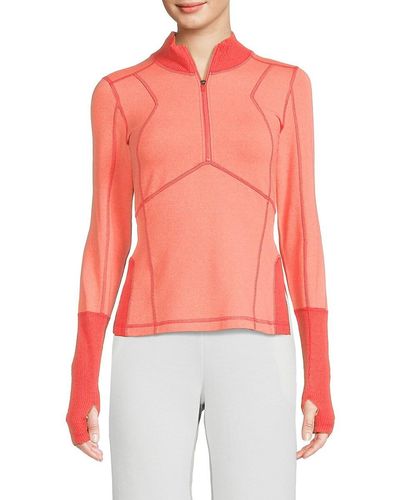 Free People Under Cover Base Quarter Zip Top - Red