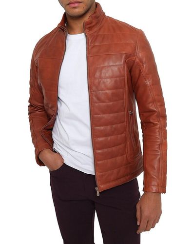 PINOPORTE Dino Stand Collar Leather Jacket - Red