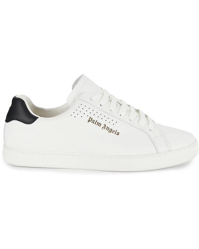 Palm Angels Logo Leather Low Top Trainers - White
