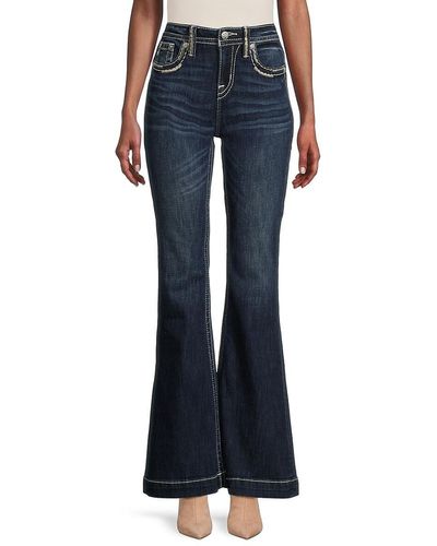 Miss Me Mid Rise Flared Jeans - Blue