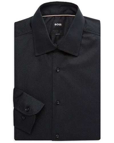 BOSS Hank Slim Fit Dress Shirt - Black
