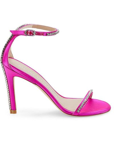 Stuart Weitzman Nudistglam 100 Embellished Satin Sandals - Pink