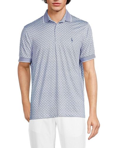 Tailorbyrd Geometric Performance Polo - Blue