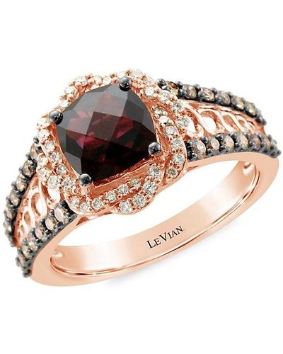 Le Vian 14k Strawberry Gold®, Raspberry Rhodolite®, Chocolate Diamond® & Vanilla Diamond® Chocolatier® Ring - White