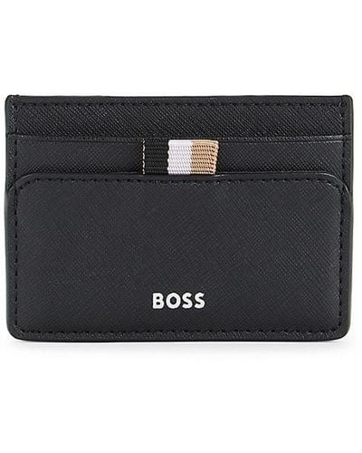 BOSS Logo Leather Card Case - Black