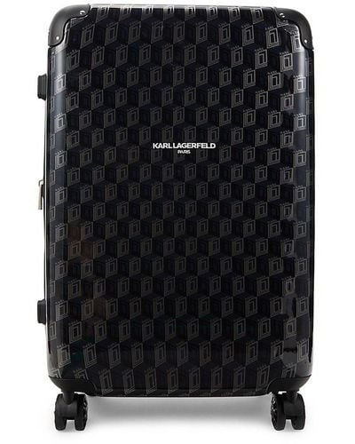 Karl Lagerfeld 24 Inch Logo Diamond Monogram Hardside Spinner Suitcase - Black