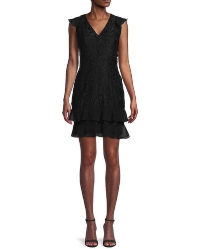 Sam Edelman Tiered Lace Mini Dress - Black