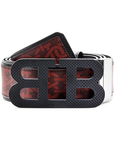 Bally Logo Leather Reversible Belt - Red
