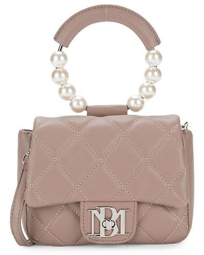 Badgley Mischka Mini Faux Pearl Embellished Top Handle Bag - Gray