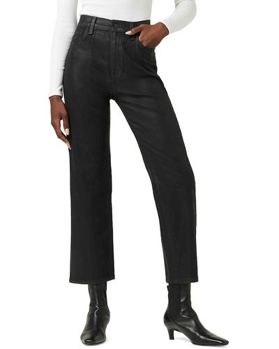 Hudson Jeans Noa High Rise Coated Straight Crop Jeans - Black