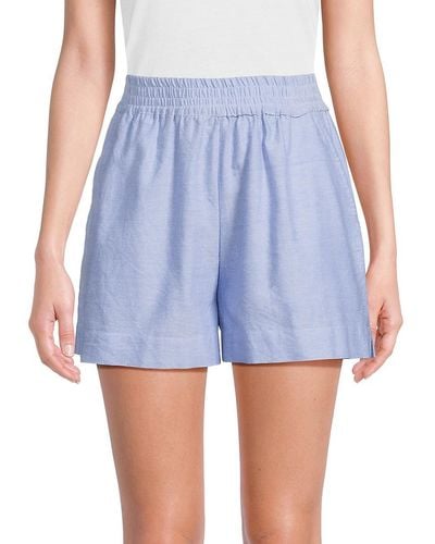 French Connection Chambray Flat Front Shorts - Blue