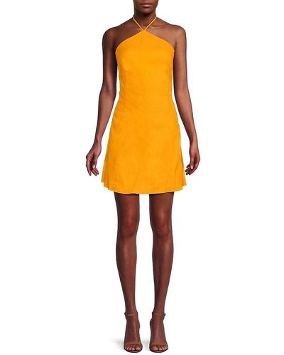 Cult Gaia Jordana Linen Blend Halter Mini Dress - Orange