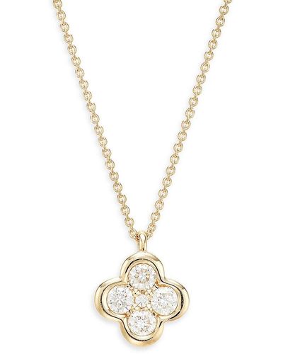 Saks Fifth Avenue Saks Fifth Avenue 14k Yellow Gold & 0.34 Tcw Diamond Clover Necklace - Metallic