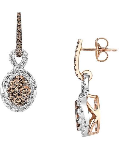 Le Vian 14k Two Tone Gold, 1.22 Tcw Nude Diamondstm & Chocolate Diamonds® Drop Earrings - Metallic