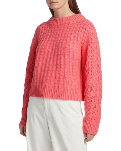 Lafayette 148 New York Mixed Knit Cashmere Sweater - Red