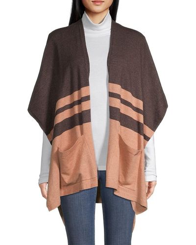 Saks Fifth Avenue Saks Fifth Avenue Striped Colorblocked Knit Cape - Yellow