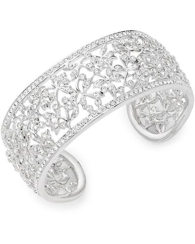 Adriana Orsini Crystal Floral Cuff Bracelet - Metallic