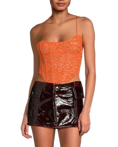 LAQUAN SMITH Lace Corset Bodysuit - Orange