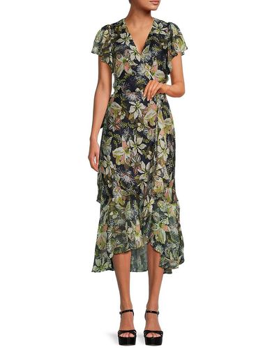 Tanya Taylor Blaire Floral Belted Midi Dress - Green