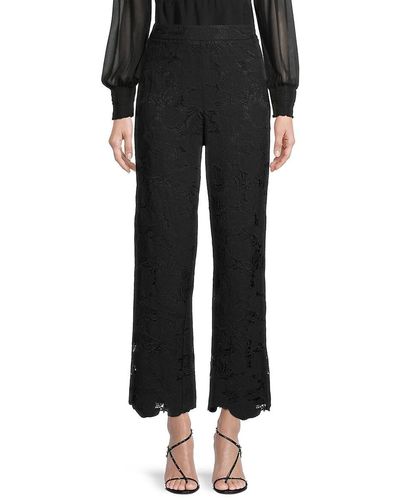 Donna Karan Floral Lace High-rise Ankle Trousers - Black