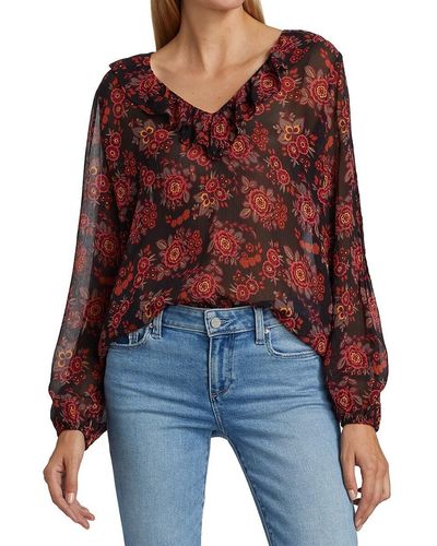 PAIGE Serene Silk Blouse - Red