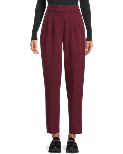 St. John Dkny High Rise Pleated Cropped Pants - Red