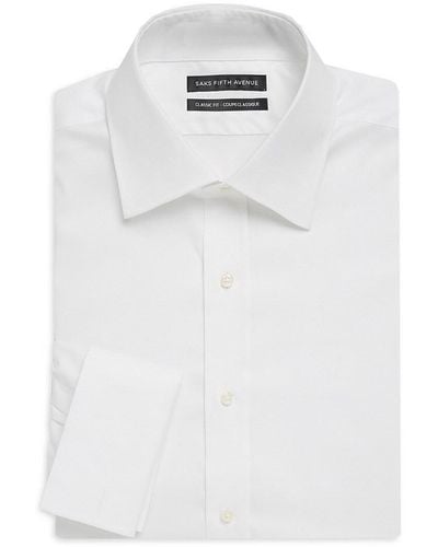 Saks Fifth Avenue Men's Classic-fit Cotton Dress Shirt - White - Size 17.5 32