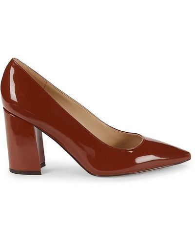 Nine West Cara Block Heel Pointed Toe Court Shoes - Brown