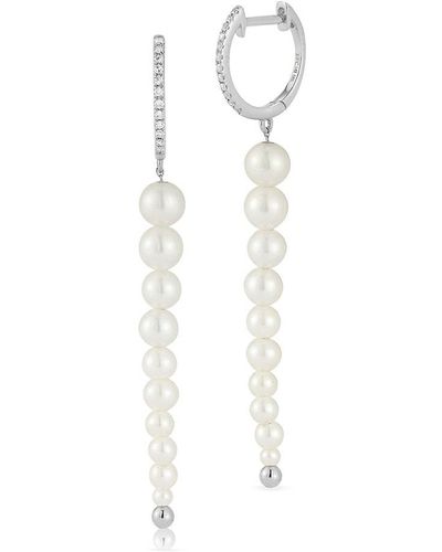 EF Collection 14K, 2.5-5Mm Freshwater Pearl & Diamond Drop Earrings - White