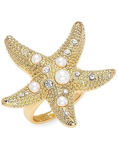 Kate Spade Plated Brass, Cubic Zirconia & Faux Pearl Starfish Ring - Metallic