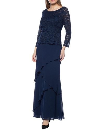 Marina Tiered Lace Gown - Blue