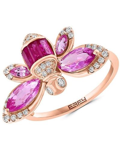 Effy 14k Rose Gold, Ruby, Pink Sapphire & Diamond Bug Ring