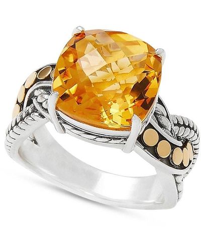 Effy Two Tone 18k Yellow Gold, Sterling Silver & Citrine Ring - Metallic