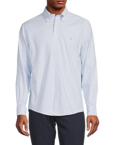 Brooks Brothers Striped Button Down Collar Shirt - White