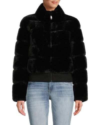 Belle Fare 'Quilted Faux Fur Puffer Jacket - Black