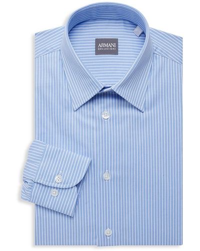 Armani Slim Fit Striped Dress Shirt - Blue