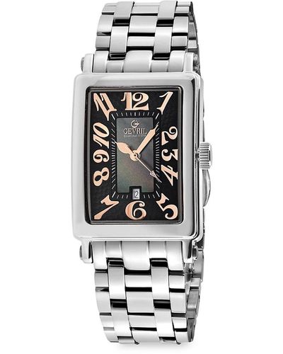 Gevril Avenue Of Americas 25mm Stainless Steel Bracelet Watch - White