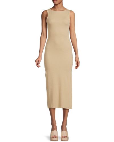 French Connection Rassia Ribbed Midi Tank Dress - Natural