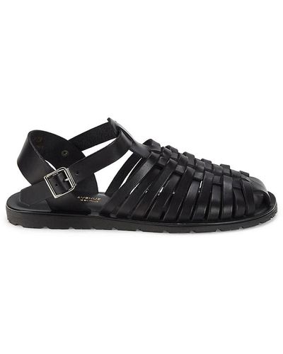 Saks Fifth Avenue Leather Fisherman Sandals - Black