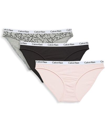 Calvin Klein Women's Motive Cotton Thong 3-Pack - Black/Grey  Heather/Nymph's Thigh<!-- -->