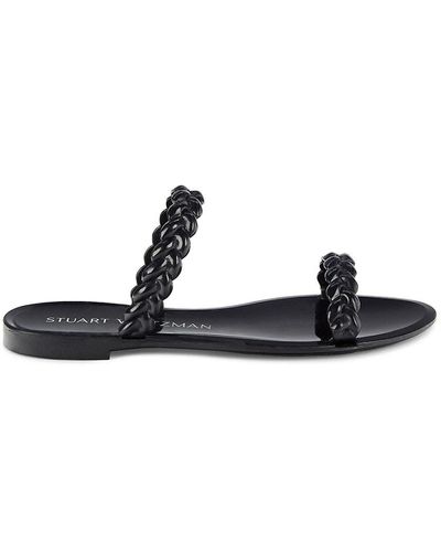 Stuart Weitzman Sawyer Braided Jelly Flat Sandals - Black