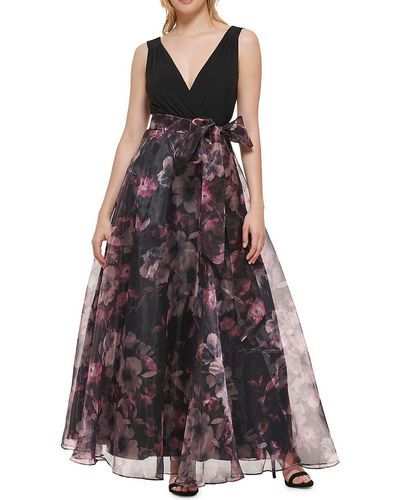 Eliza J Floral Organza Ball Gown - Purple