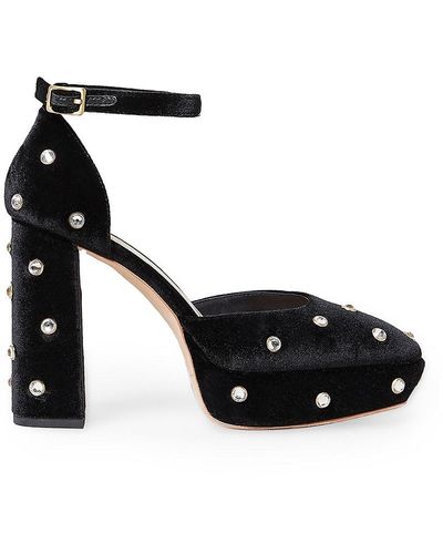 Loeffler Randall Selina Crystal-embellished Platform Court Shoes - Black