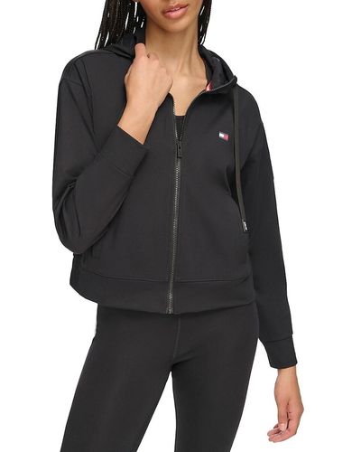 Tommy Hilfiger Women's French Terry Relaxed Fit Full Zip Hoodie, Black at   Women's Clothing store