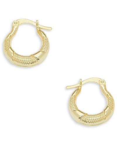 Argento Vivo 18k Goldplated Sterling Silver Textured Hoop Earrings - Metallic
