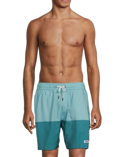 Trunks Surf & Swim 'Stretch Comfort Colorblock Swim Shorts - Blue