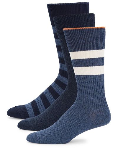 DKNY 3-pack Contrast Striped Crew Socks - Blue