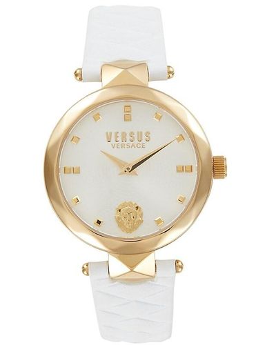 Versus Covent Garden 36Mm Ip Goldtone Stainless Steel & Leather Strap Watch - White