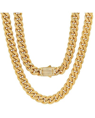 Anthony Jacobs Stainless Steel & Simulated Diamond Cuban Link Chain Necklace - Metallic